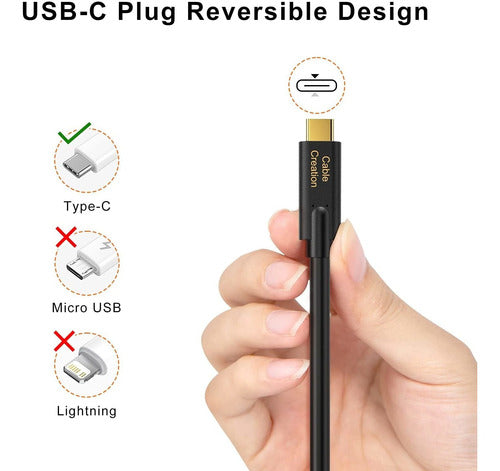 Cable Cargador Usb-c Cablecreation 100w 5a Negro 1