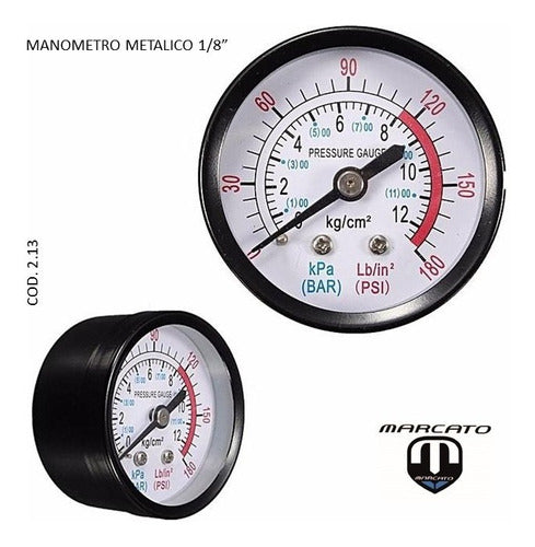 Manómetro Metálico  Rosca 1/8    Para Compresor De Aire. 0