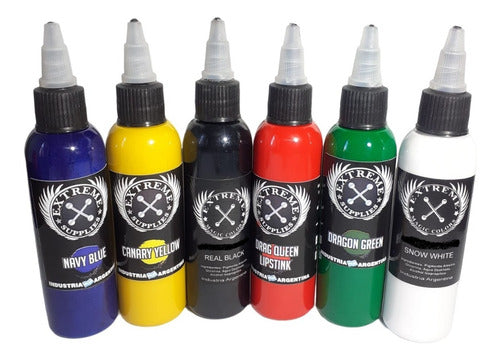 Set 6 Tintas Extreme X 2 Oz = 12 Oz Tattoo Tatuajes Tatuar 0