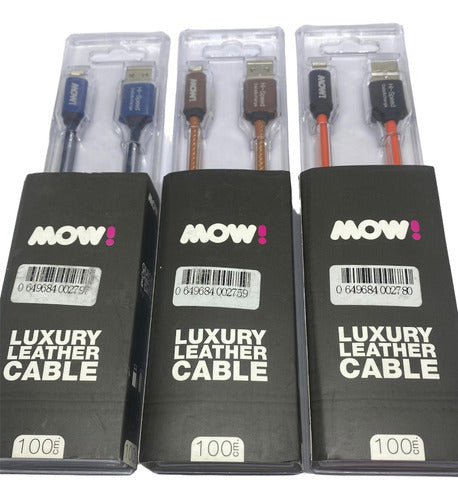 MOW! Luxury Leather Cable for iPhone iPad, Reinforced Quick Charge Metal 1m 20