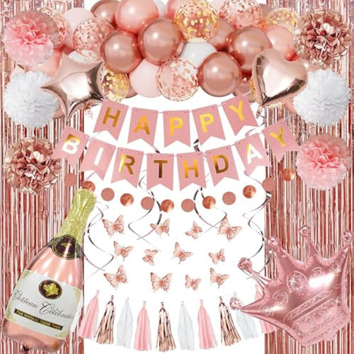 Rose Gold Birthday Party Decorations Kit For Women 0