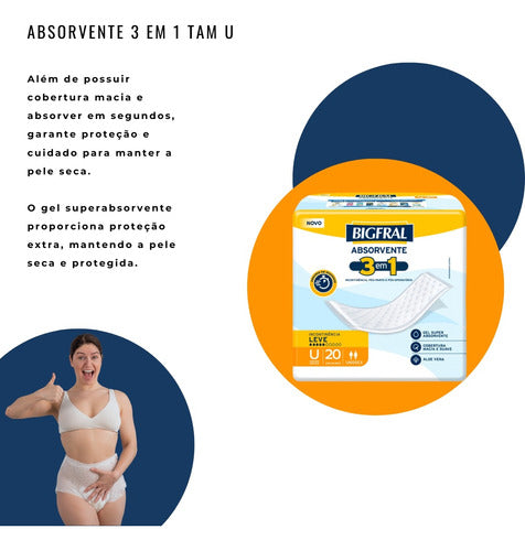 Absorvente Descartável 3 Em 1 Tam U Incontinência Bigfral 2