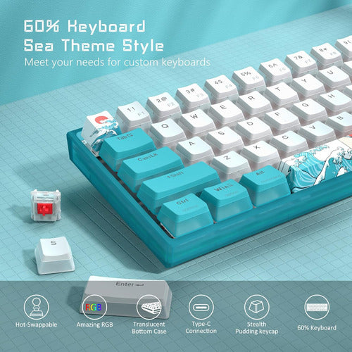 Teclado Mecánico Videojuegos Al 60% Teclas Intercambiables. 1