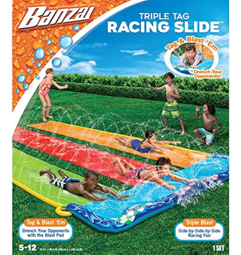 Banzai Triple Tag Racing Slide 16 Feet 1