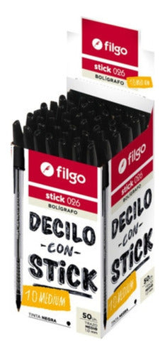 Filgo Ballpoint Pen Birome Stick Black Pack of 100 Units 1