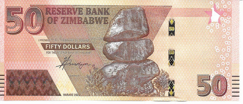 Zimbabwe Billete De 50 Dólares Año 2020 Pick 105 -  Sin Circ 0