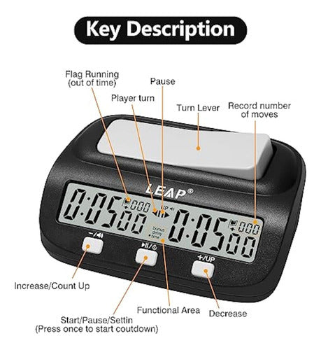 Jieseng Reloj De Ajedrez Con Temporizador Digital 1