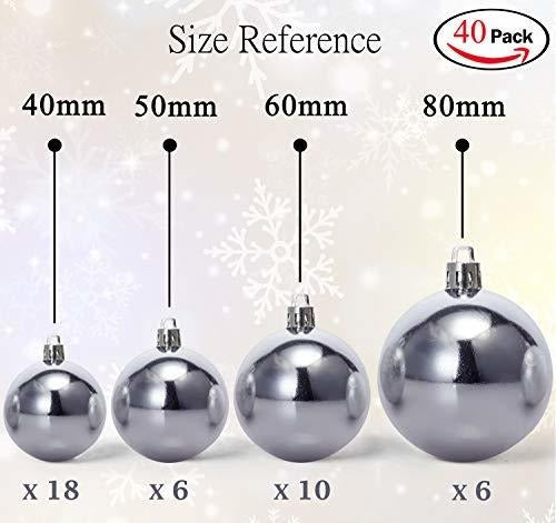 AMS 40-Count Christmas Ball Ornaments 4 Sizes - Silver 1