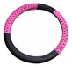 Generic Universal Steering Wheel Cover 38 Cm Black with Pink Fabric 0