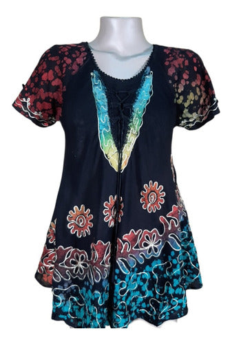 Anaandi Blusa Hindú Lisa Multicolor Con Detalles En Batik Divina! 2