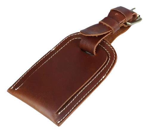 Genuine Leather Travel Luggage Tag - Name Tag Holder 0