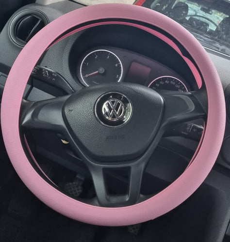 Fiemo Fundas Adjustable Silicone Steering Wheel Cover 38 cm - Pink 1