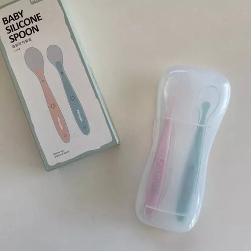 Mengdle Baby Silicone Soft Long Spoon Set - 2 Soft Baby Spoons 3