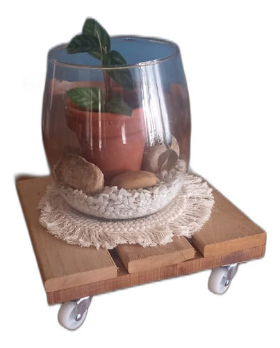 Eucalyptus Wood Planter Base 30x30 with Solid Wheels 2