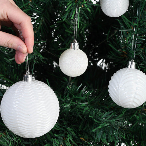 Prextex White Christmas Ball Ornaments - 36 Pieces - 4/6/8cm - White 3