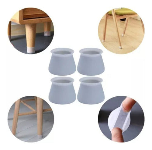 Silicone Furniture Leg Caps for Chairs, Tables, Sofas - Set of 4 1