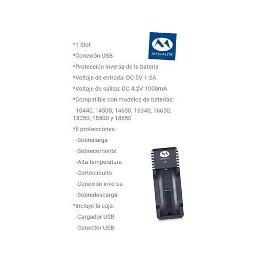 Cargador Usb Pilas Bateria: 18650 / 14500 / 10440 / 26650. 2