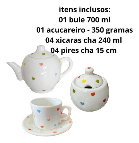 Conjunto Para Cafe Da Manha Em Ceramica Poa Coração 10 Peças 1