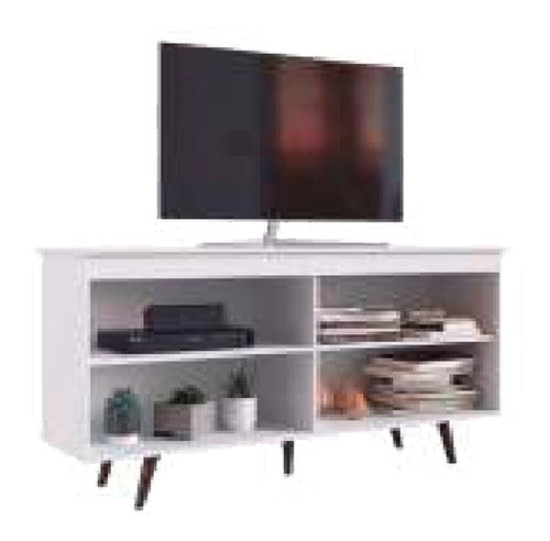 Rack Para Tv Con Estantes Modular Led Lcd Mesa Living Blanco 0