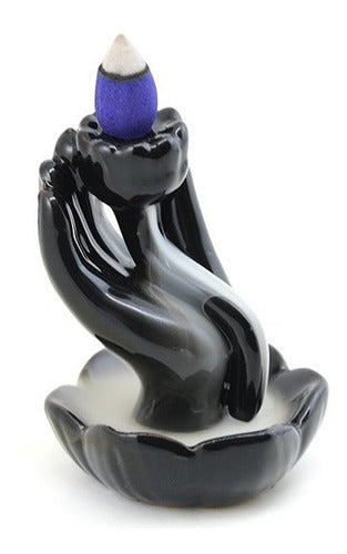 Llama Sagrada Decorative Smoke Waterfall Fountain - Hand with Flower 0