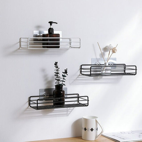 Self-Adhesive White Metal Shelf for Bathroom and Kitchen 3
