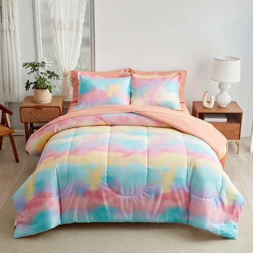 ~? Cama De Niñas En Una Bolsa Queen Size Rainbow Pink Blue E 1