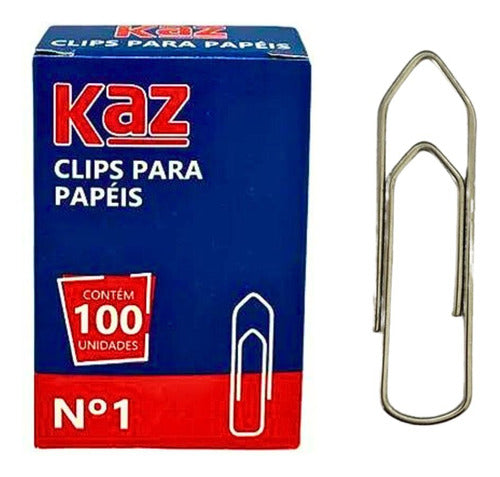 Clips Galvanizados Para Papéis N° 1 Com 100 Unidades - Kaz 0