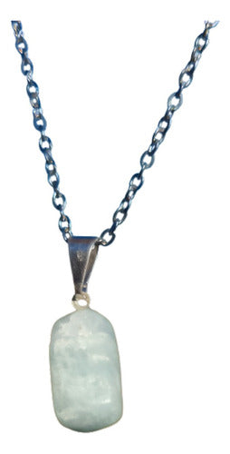 Aquamarine Gemas Polished Pendant + Surgical Steel Chain 0