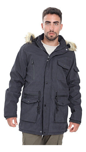 Men's Winter Parka Jacket, Lined with Gabardine, Fur Hood 0