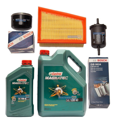 Bosch Kit 3 Filters + Castrol Magnatec Oil Renault Symbol 1.6 16V 2009-2011 0