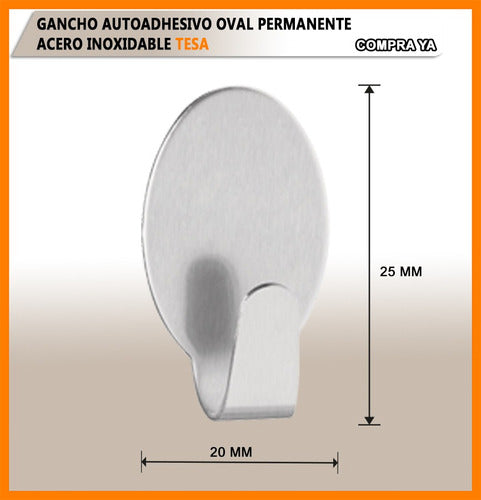 Tesa Percha Pared Gancho Autoadhesivo Cuadrado Metal 4u 2