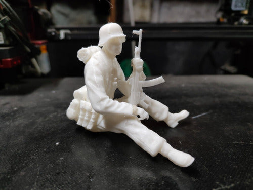 Horse3D German Soldier Resting WW2, 20cm Height White 3