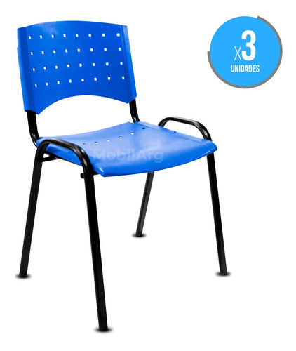 Mobilarg Silla Apilable Fija Sala Espera Consultorio Oficina Pack X3 3