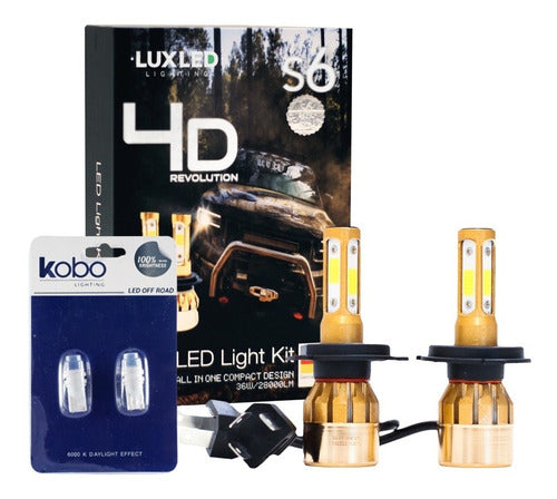 Lux Led Kit Cree Led S6-4D 28000 Lum 4 Caras COB 12V + 2T10 Gratis 0