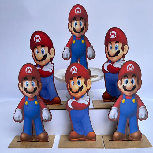 Kit Display De Mesa 6 Peças Para Festa Super Mario Mdf 2