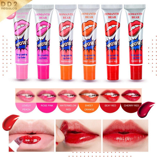 Fashion 3 Labial Wow Peel Off Tinta Lip Gloss Larga Duracion Tatto 1