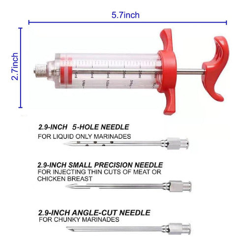 HERMES SHOP Portable Meat Injector Kit with 3 Needles and 1 Brush 2