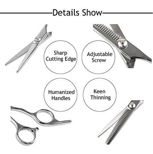 ELFINA Hair Cutting Shears / Scissors and Barber Thinning/Texturizing Set-Size 6.0" Silver 4