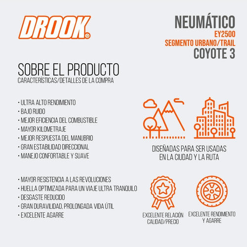 Drook Cubierta 110/90-17 66P TT 6PR Coyote 3 1