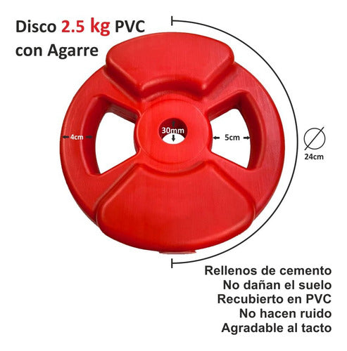 4 PVC Discs 2.5kg Body Weights with 30mm Grip Gym Set 5