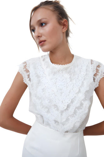 Sus M Blusa Con Broderie Elegante Darana 0