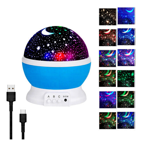 Star Moon RGB 360 USB Projector Night Light Lamp 0