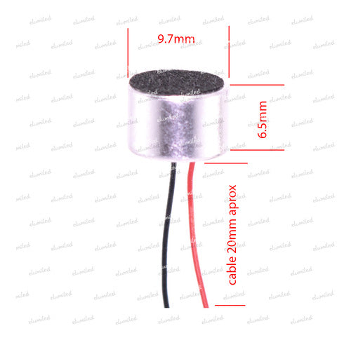 10 Capsulas Microfono Electret 9.7mmx6.5mm -64db Con Cable 1