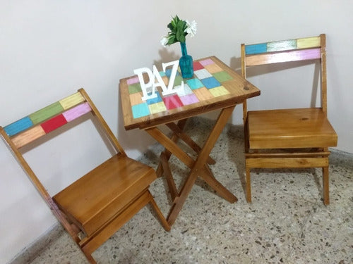 Vintage Folding Bar Table + 2 Folding Vintage Chairs 1