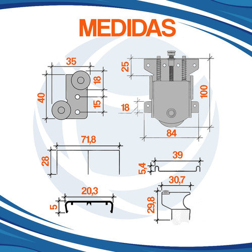 Cima Kit Frente Placard Corredizo D52 1.5 Mt 3 Pt Eco 3