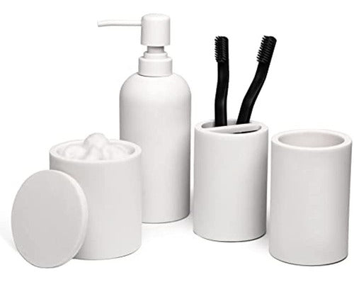 Jo Lavie - 4 Piece Bathroom Accessories Set in Crystal White 0