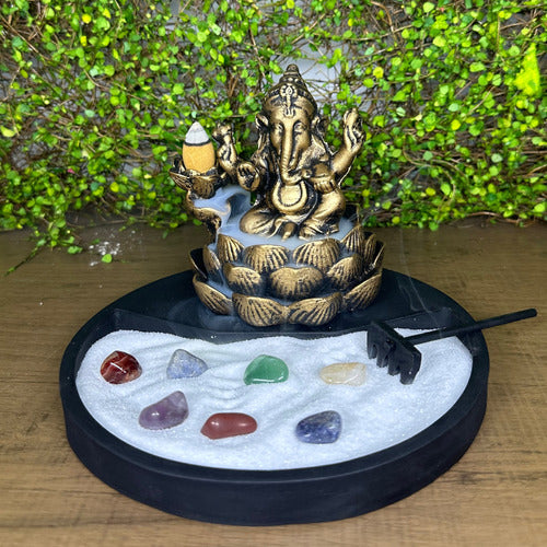 Incensario Cascata Ganesha Jardim Zen Brinde Kit 7 Chakras 3