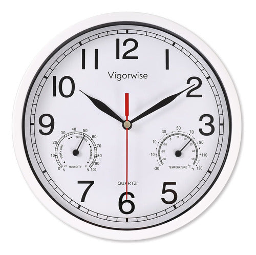 Vigorwise 8-Inch White Wall Clock with Quartz Movement 0