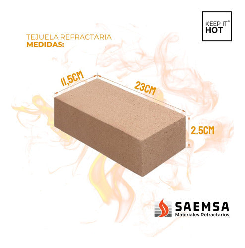 SAEMSA Ladrillo Refractario Parrilla 20 Unidades 2.5cm Premium 2