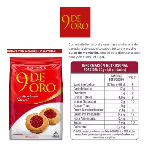 9 de Oro Galletitas Dulces Pepas Con Membrillo 140gr 1